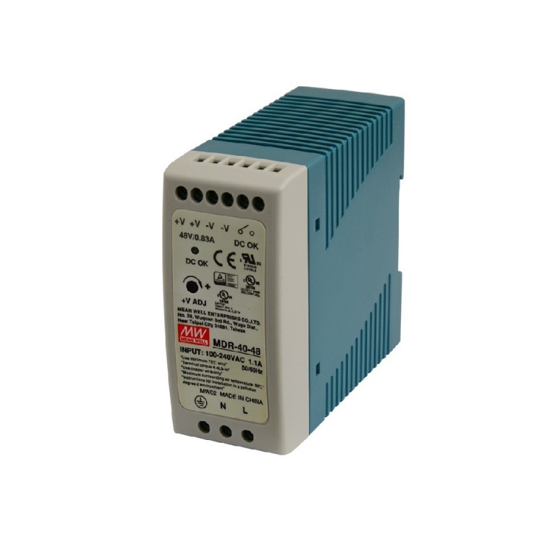 Zasilacz impulsowy MDR 48VDC/40W/0.83A na szynę DIN