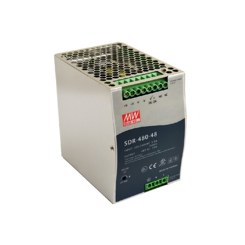Zasilacz impulsowy SDR 48VDC/480W/10A na szynę DIN