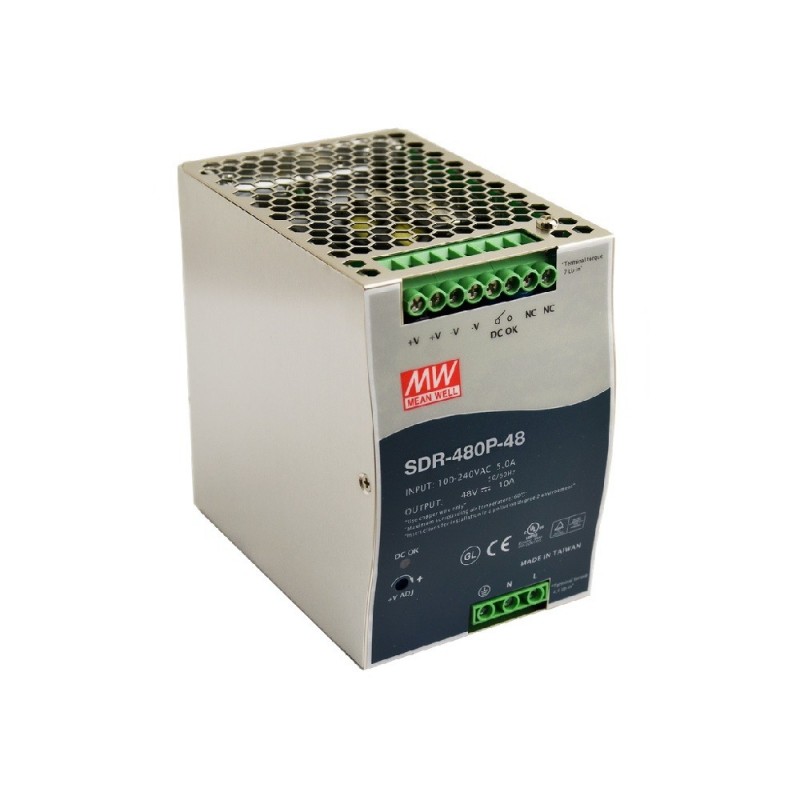Zasilacz impulsowy SDR 48VDC/480W/10A na szynę DIN