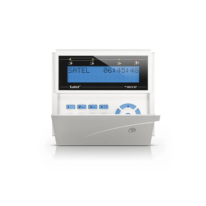 Manipulator LCD z czytnikiem kart zbliż., niebieskie podświetlenie, biała obudowa