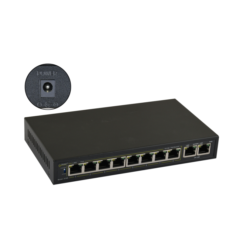 Switch PoE 10-portowy S108WP bez zasilacza do 8 kamer IP
