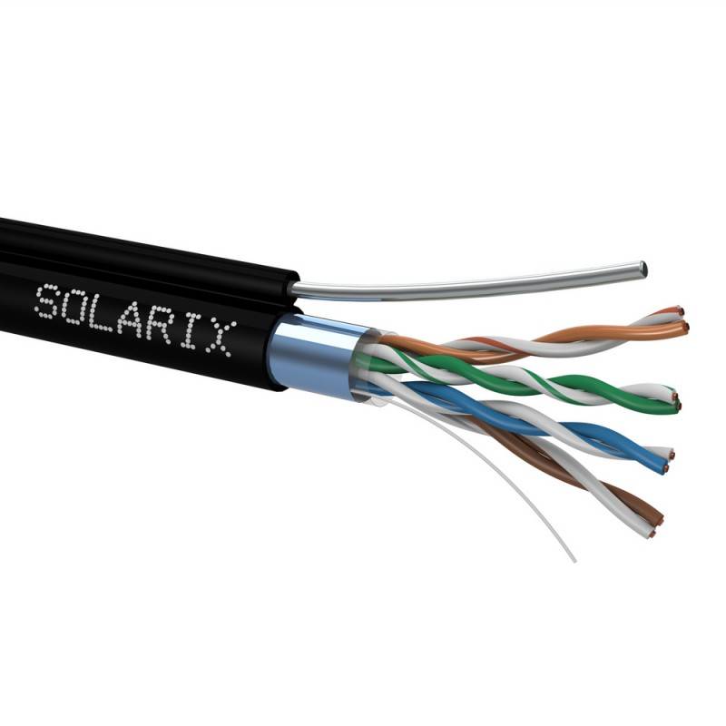 Kabel instalacyjny Solarix CAT5E FTP PE Fca zewnętrzny samonośny 305m/szpula
